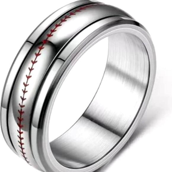 INRENG 8MM Men New Rotating stainless steel baseball band 8mm size 7 to 12